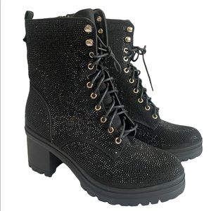 Sz9 - Rhinestone Black Boot - NEW